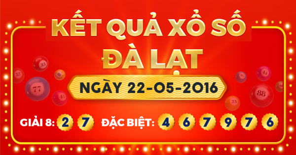 Kết quả xổ số Đà Lạt ngày 22/5/2016