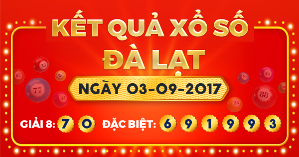 Kết quả xổ số Đà Lạt ngày 3/9/2017