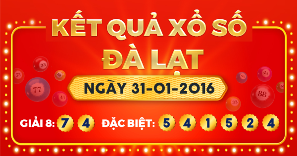 Kết quả xổ số Đà Lạt ngày 31/1/2016