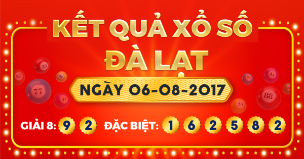 Kết quả xổ số Đà Lạt ngày 6/8/2017